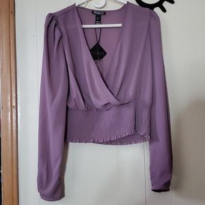 Mauve Dressy Crop Top Blouse size Large